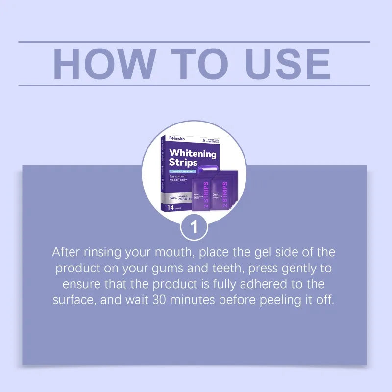 Purple Tooth Whitening Strips for Sensitive Teeth, Compact and Portable, Brightens Smile Anywhere, Anytime
